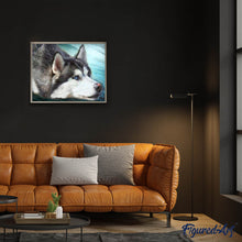 Cargar imagen en el visor de la galería, Punto De Cruz Diamante - Punto De Cruz Diamante - Husky Con Ojos Azules - Figuredart - Mascotas Punto De Cruz Diamante Animales