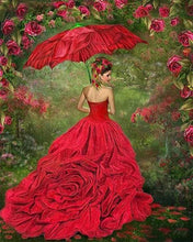Cargar imagen en el visor de la galería, Punto De Cruz Diamante - Punto De Cruz Diamante - Mujer En Vestido Rojo - Figuredart - Punto De Cruz Diamante Romanticismo Romántico