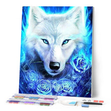 Cargar imagen en el visor de la galería, Punto De Cruz Diamante - Punto De Cruz Diamante - Lobo Y Azul De Las Rosas - Figuredart - Mascotas Punto De Cruz Diamante Animales