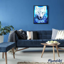 Cargar imagen en el visor de la galería, Punto De Cruz Diamante - Punto De Cruz Diamante - Lobo Y Azul De Las Rosas - Figuredart - Mascotas Punto De Cruz Diamante Animales
