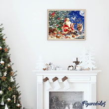 Cargar imagen en el visor de la galería, Punto De Cruz Diamante - Punto De Cruz Diamante - Santa Y Animales - Figuredart - Mascotas Navidad Punto De Cruz Diamante Religión