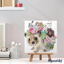 Cargar imagen en el visor de la galería, Punto De Cruz Diamante - Punto De Cruz Diamante - Erizo Y Flores - Figuredart - Erizos Flores Mascotas Punto De Cruz Diamante Animales