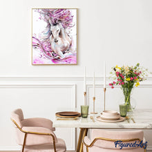 Cargar imagen en el visor de la galería, Punto De Cruz Diamante - Punto De Cruz Diamante - La Melena Del Caballo Y Rosa - Figuredart - Caballos Mascotas Punto De Cruz Diamante