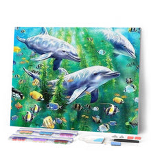 Cargar imagen en el visor de la galería, Punto De Cruz Diamante - Punto De Cruz Diamante - Los Delfines Bajo El Agua - Figuredart - Delfines Mascotas Punto De Cruz Diamante Animales