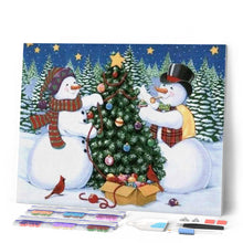 Cargar imagen en el visor de la galería, Punto De Cruz Diamante - Punto De Cruz Diamante - Muñecos De Nieve Y Árbol De Navidad - Figuredart - Invierno Mascotas Navidad Punto De