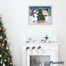 Cargar imagen en el visor de la galería, Punto De Cruz Diamante - Punto De Cruz Diamante - Muñecos De Nieve Y Árbol De Navidad - Figuredart - Invierno Mascotas Navidad Punto De