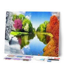 Cargar imagen en el visor de la galería, Punto De Cruz Diamante - Punto De Cruz Diamante - Lago De Reflexión En El Verano - Figuredart - Paisajes Punto De Cruz Diamante Paisajes