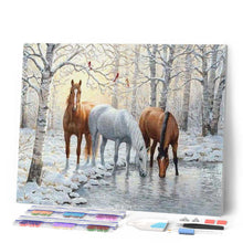 Cargar imagen en el visor de la galería, Punto De Cruz Diamante - Punto De Cruz Diamante - Tres Caballos Refrescantes - Figuredart - Caballos Mascotas Punto De Cruz Diamante