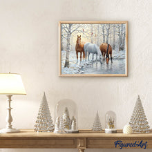 Cargar imagen en el visor de la galería, Punto De Cruz Diamante - Punto De Cruz Diamante - Tres Caballos Refrescantes - Figuredart - Caballos Mascotas Punto De Cruz Diamante