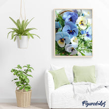 Cargar imagen en el visor de la galería, Punto De Cruz Diamante - Punto De Cruz Diamante - Azul Pensamientos - Figuredart - Flores Punto De Cruz Diamante Flores