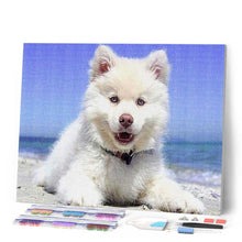Cargar imagen en el visor de la galería, Punto De Cruz Diamante - Punto De Cruz Diamante - Perro En La Playa - Figuredart - Mascotas Perros Punto De Cruz Diamante Animales