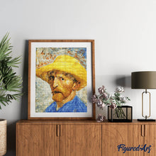 Cargar imagen en el visor de la galería, Diamond Painting - Autorretrato con sombrero de paja - Van Gogh