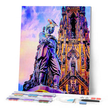 Cargar imagen en el visor de la galería, Punto de Cruz Diamante - Diamond Painting - Estatua de Edimburgo 40x50cm con bastidor montado