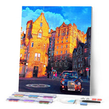 Cargar imagen en el visor de la galería, Punto de Cruz Diamante - Diamond Painting - Calle de Edimburgo 40x50cm con bastidor montado