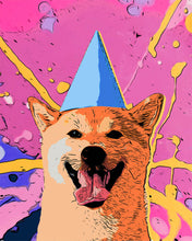 Cargar imagen en el visor de la galería, Punto de Cruz Diamante - Diamond Painting - Perro sonriendo pop art 40x50cm con bastidor montado
