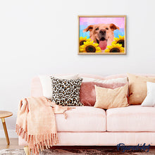Cargar imagen en el visor de la galería, Punto de Cruz Diamante - Diamond Painting - Perro de arte polígono 40x50cm con bastidor montado