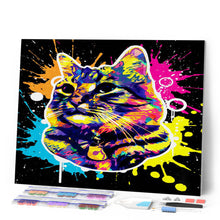 Cargar imagen en el visor de la galería, Punto de Cruz Diamante - Diamond Painting - Gato Splash Pop Art