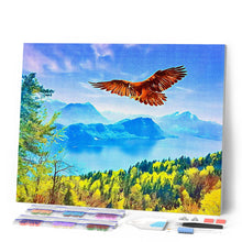 Cargar imagen en el visor de la galería, Punto de Cruz Diamante - Diamond Painting - Águila y paisaje de Suiza