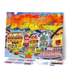 Cargar imagen en el visor de la galería, Punto de Cruz Diamante - Diamond Painting - Un colorido pueblo suizo