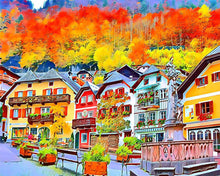 Cargar imagen en el visor de la galería, Punto de Cruz Diamante - Diamond Painting - Un colorido pueblo suizo