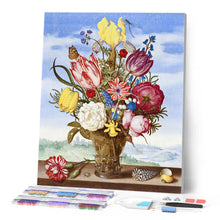 Cargar imagen en el visor de la galería, Diamond Painting - Bouquet de flores - Ambrosius Bosschaert 40x50cm con bastidor montado