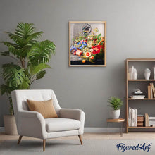 Cargar imagen en el visor de la galería, Punto de Cruz Diamante - Bodegón de flores, fruta, un carbonero común y un ratón - Herman Henstenburgh