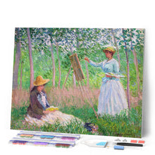 Cargar imagen en el visor de la galería, Punto de Cruz Diamante - En el bosque en Giverny: Blanche Hoschede en su caballete con Suzanne Hoschede - Monet