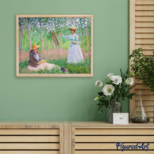 Cargar imagen en el visor de la galería, Punto de Cruz Diamante - En el bosque en Giverny: Blanche Hoschede en su caballete con Suzanne Hoschede - Monet