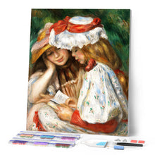 Cargar imagen en el visor de la galería, Punto de Cruz Diamante - Dos chicas leyendo - Pierre-Auguste Renoir