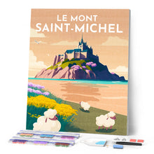 Cargar imagen en el visor de la galería, Diamond Painting - Póster de viaje Mont Saint-Michel 40x50cm con bastidor montado