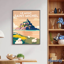 Cargar imagen en el visor de la galería, Diamond Painting - Póster de viaje Mont Saint-Michel 40x50cm con bastidor montado
