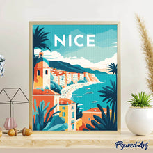 Cargar imagen en el visor de la galería, Diamond Painting - Póster de viaje Niza 40x50cm con bastidor montado
