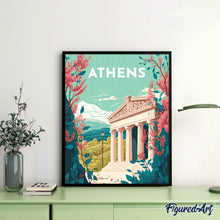 Cargar imagen en el visor de la galería, Diamond Painting - Póster de viaje Atenas 40x50cm con bastidor montado