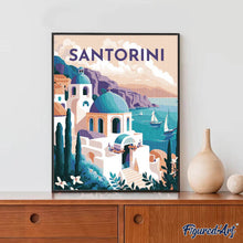 Cargar imagen en el visor de la galería, Diamond Painting - Póster de viaje Santorini