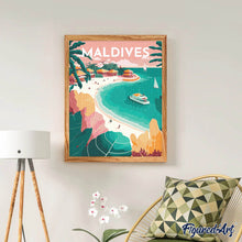 Cargar imagen en el visor de la galería, Diamond Painting - Póster de viaje Las Maldivas