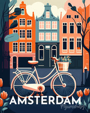 Cargar imagen en el visor de la galería, Diamond Painting - Diamond Painting - Póster de viaje Ámsterdam 40x50cm con bastidor montado