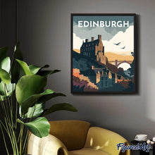 Cargar imagen en el visor de la galería, Diamond Painting - Póster de viaje Edimburgo 40x50cm con bastidor montado