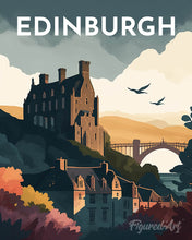 Cargar imagen en el visor de la galería, Diamond Painting - Diamond Painting - Póster de viaje Edimburgo 40x50cm con bastidor montado