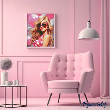 Cargar imagen en el visor de la galería, Diamond Painting - Globos Rosados y la Diva 40x50cm con bastidor montado