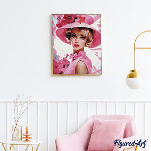 Diamond Painting - Diva con un Sombrero Rosa