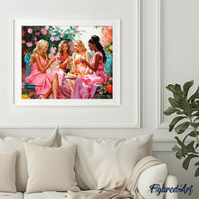 Cargar imagen en el visor de la galería, Diamond Painting - Brindis de las Divas en el Jardín 40x50cm con bastidor montado