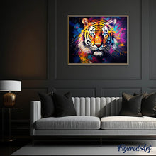 Cargar imagen en el visor de la galería, Diamond Painting - Tigre Abstracto Colorido 40x50cm con bastidor montado