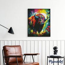 Cargar imagen en el visor de la galería, Diamond Painting - Bisonte Abstracto Colorido 40x50cm con bastidor montado