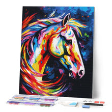 Cargar imagen en el visor de la galería, Diamond Painting - Caballo Abstracto Colorido 40x50cm con bastidor montado
