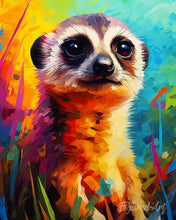 Cargar imagen en el visor de la galería, Diamond Painting - Diamond Painting - Suricata Abstracta Colorida 40x50cm con bastidor montado