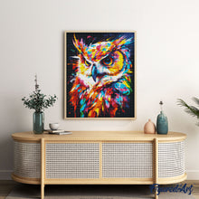 Cargar imagen en el visor de la galería, Diamond Painting - Búho Abstracto Colorido 40x50cm con bastidor montado