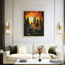 Cargar imagen en el visor de la galería, Diamond Painting - Coche Art Deco en Nueva York 40x50cm con bastidor montado