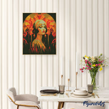 Cargar imagen en el visor de la galería, Diamond Painting - Mujer Art Deco 40x50cm con bastidor montado