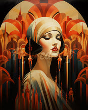 Cargar imagen en el visor de la galería, Diamond Painting - Mujer Art Deco 40x50cm con bastidor montado