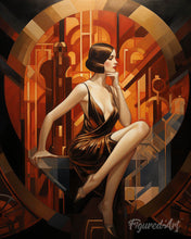 Cargar imagen en el visor de la galería, Diamond Painting - Mujer Art Deco sentada